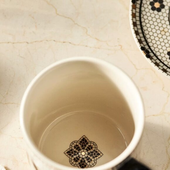 Anthropologie Bistro Tile Mug "PARIS" 24K Gold Decaled Glazed Stoneware New - Picture 2 of 4